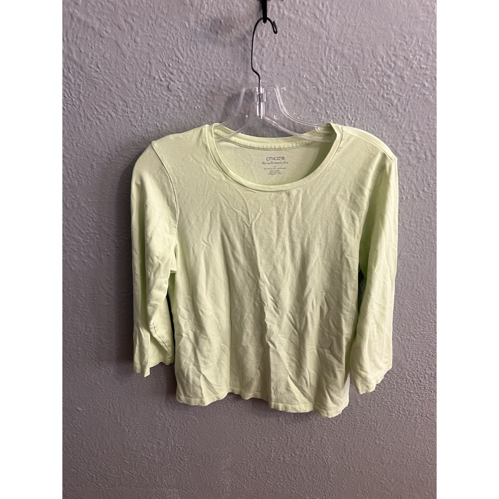 Women's Chico's Pull over Lime Green Size 1 3/4 Sleeve Shirt